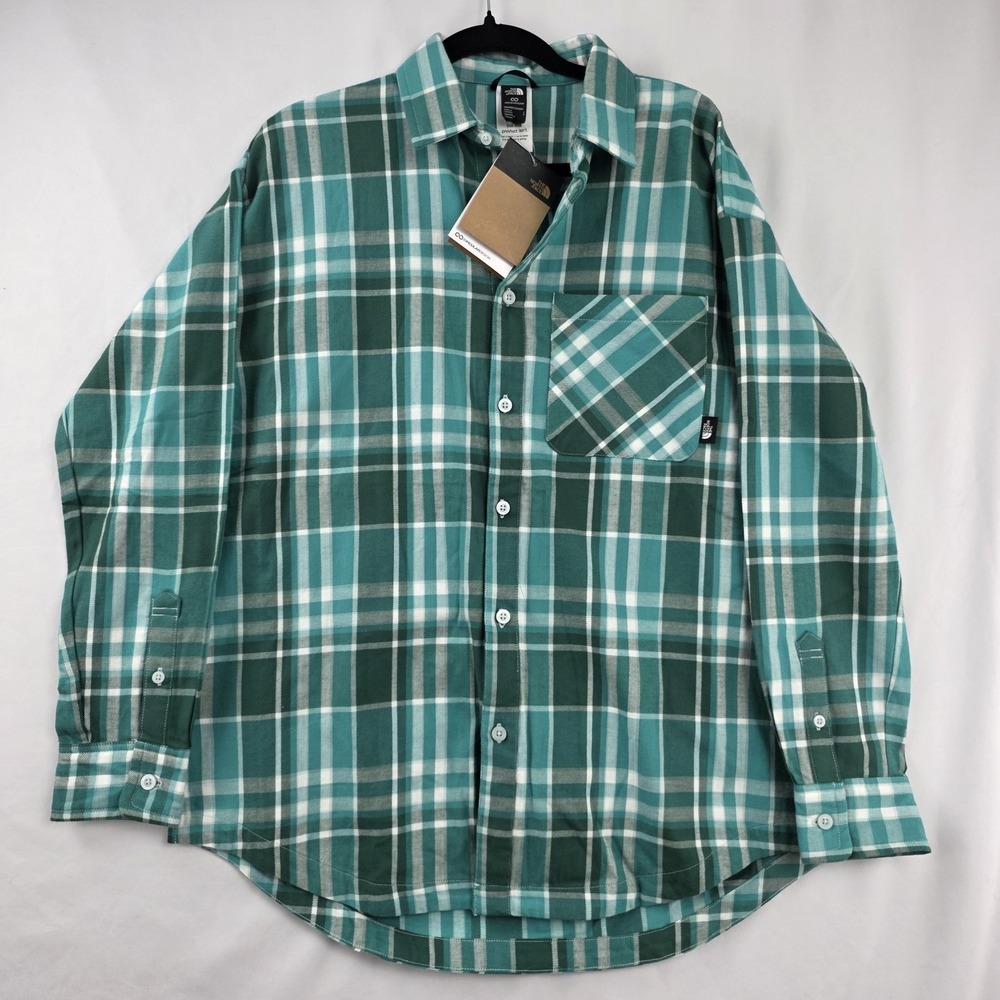 The North Face Women's Large Junction Woven Shirt Evergreen Plaid Button Up NWT